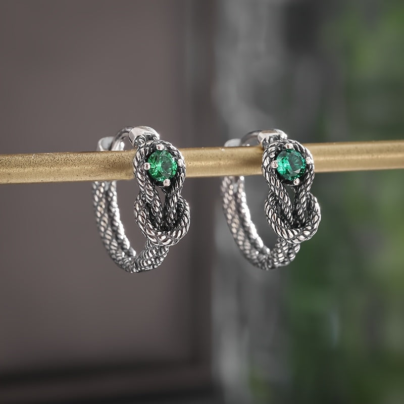 Vintage Green Cubic Zircon Earrings
