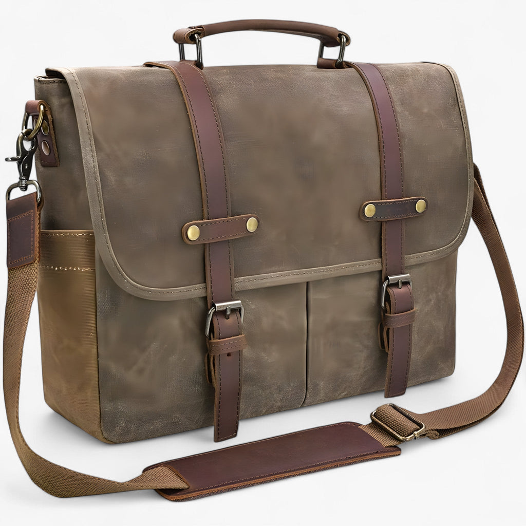 Men's Vintage Waterproof Canvas 15.6-Inch Laptop Messenger Bag