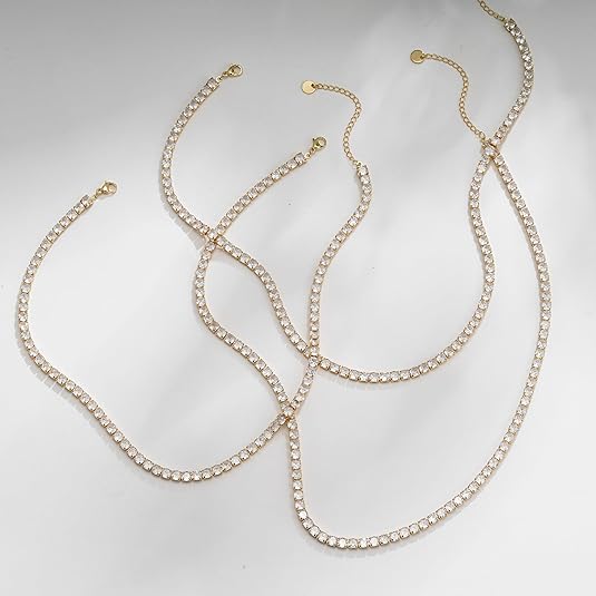 Tennis Necklace in Two Metal Tones