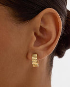 Ridged Earrings in Gold Tone
