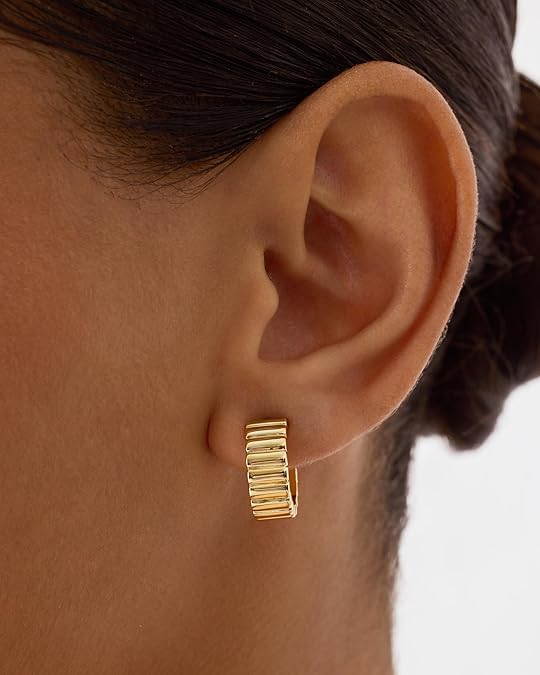 Ridged Earrings in Gold Tone