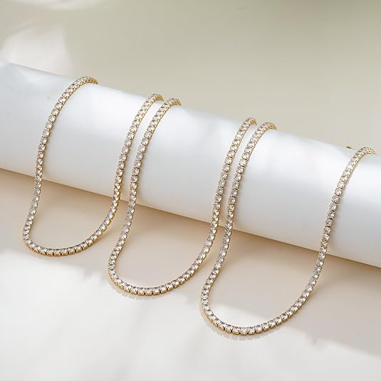 Tennis Necklace in Two Metal Tones