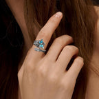 Sterling Silver Turquoise Spoon Wrap Ring with Dragonfly