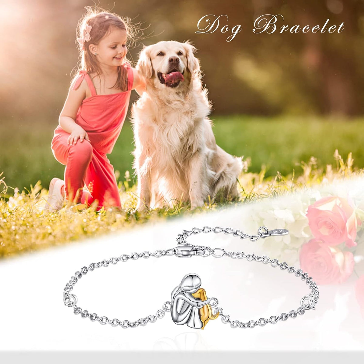 Adjustable Puppy Charm Bracelet with Optional Heart