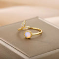 Adjustable Opal-Look Ocean Gold-Tone Ring