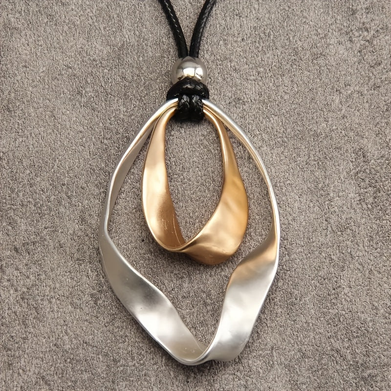 Modern Mixed-Metal Abstract Pendant Necklace