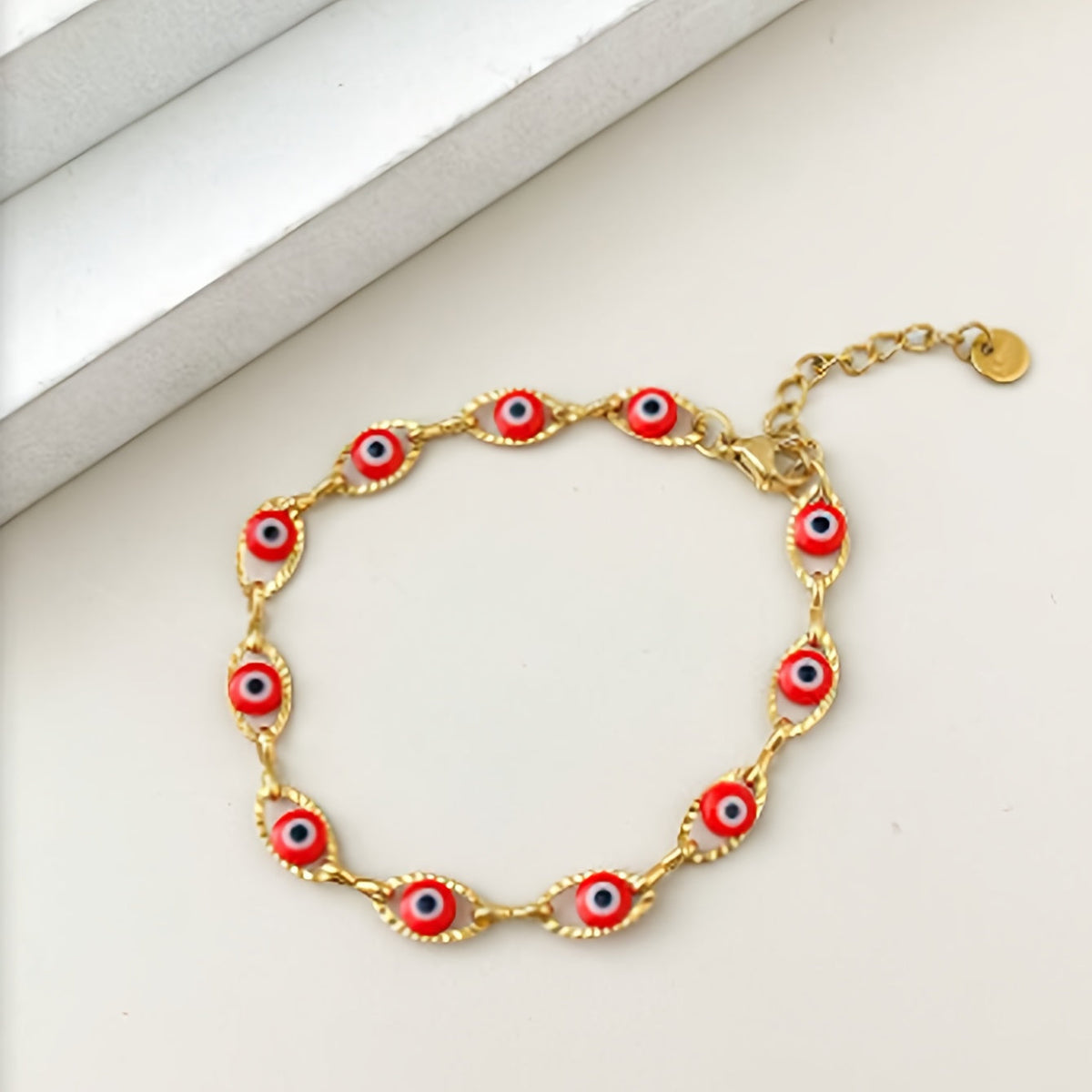 Minimalist Evil Eye Gold-Plated Tennis Bracelet