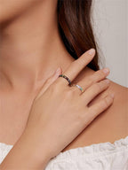 Enamel Paw Print Band Ring with Engraved Message
