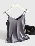 Satin V-Neck Cami with Spaghetti Straps