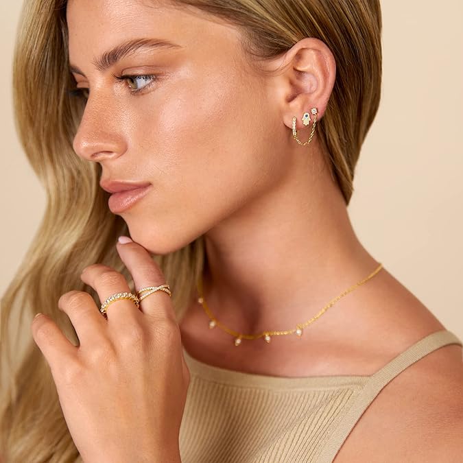 Gold-Tone Chain Ear Cuff Earrings