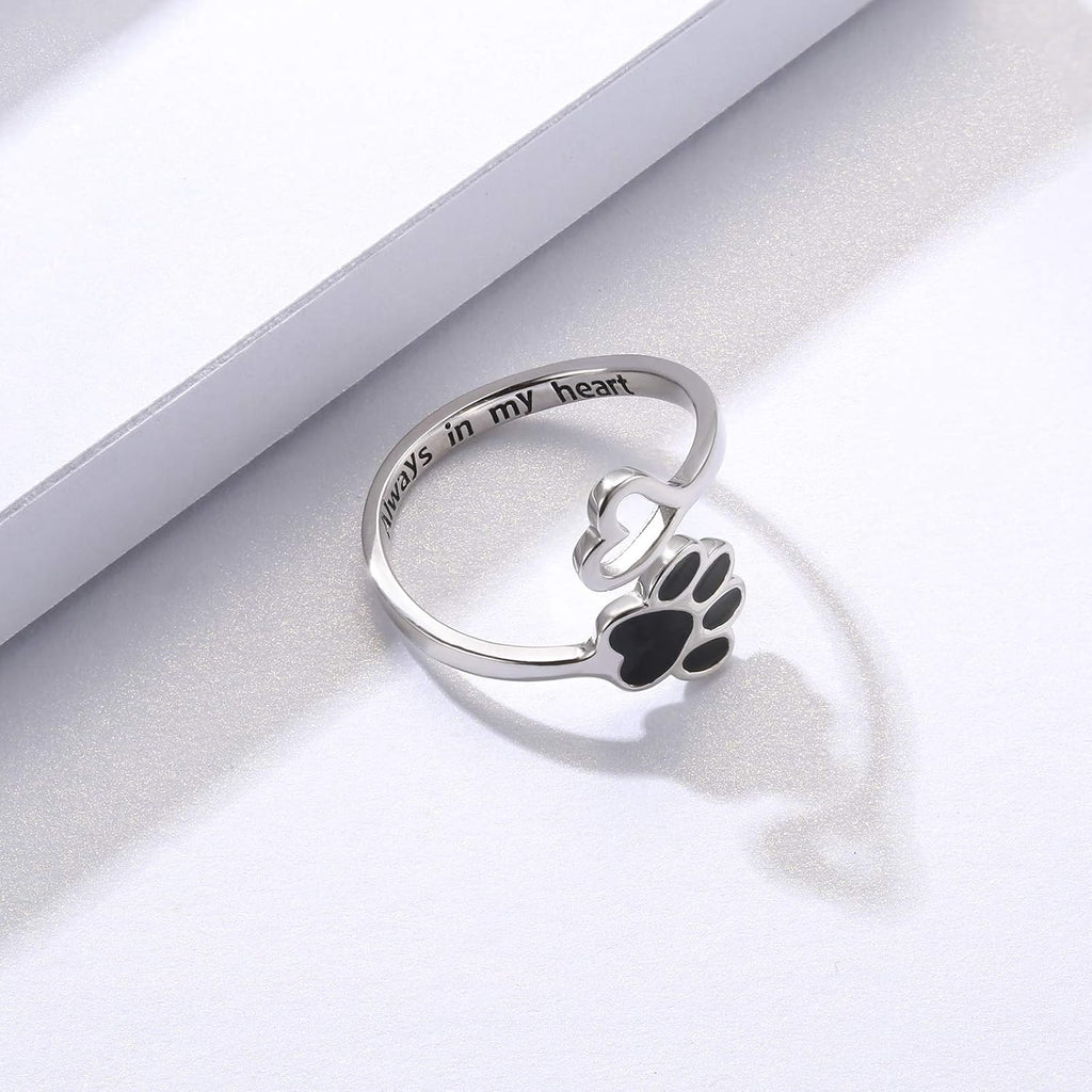 Verstelbare ring met pootje en hart