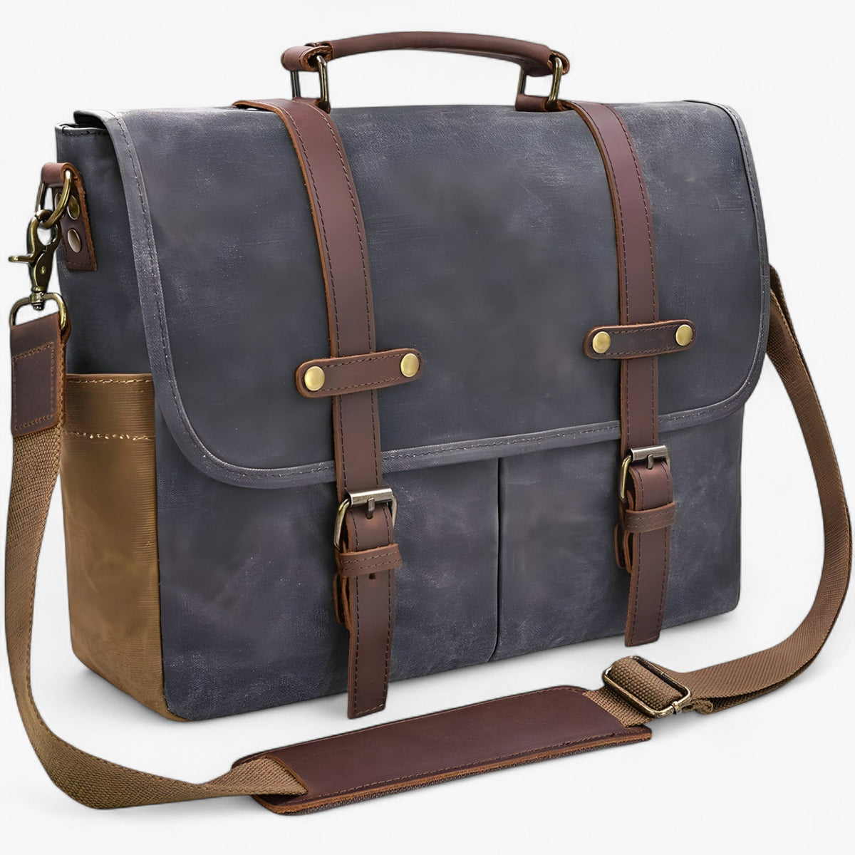 Men's Vintage Waterproof Canvas 15.6-Inch Laptop Messenger Bag