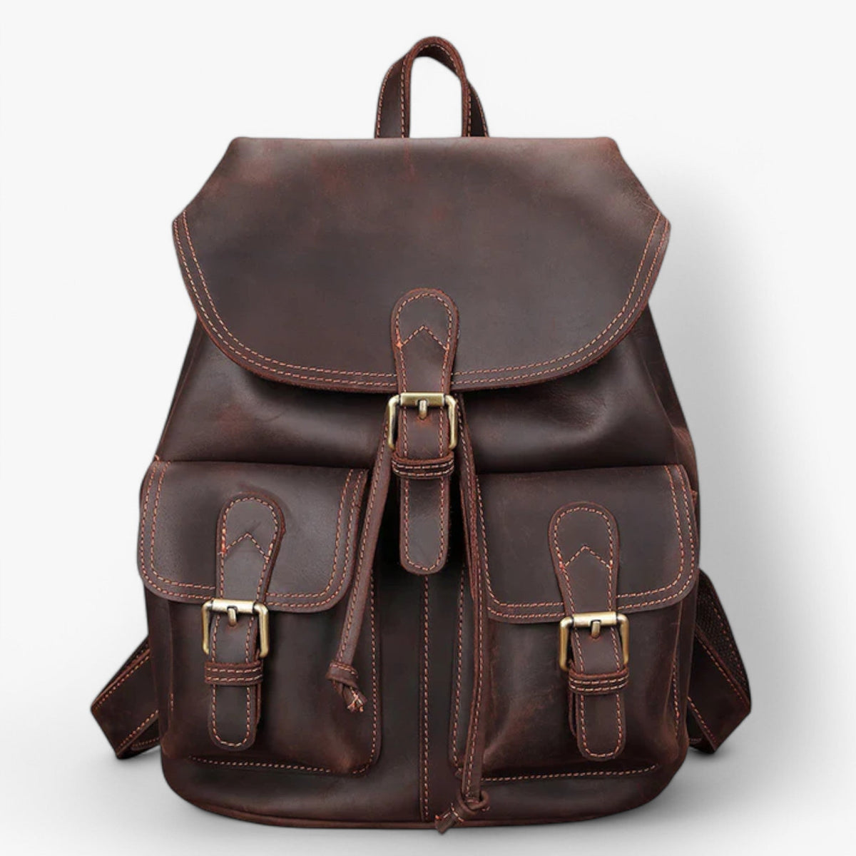 Premium professionele leren laptoprugzak in bruin