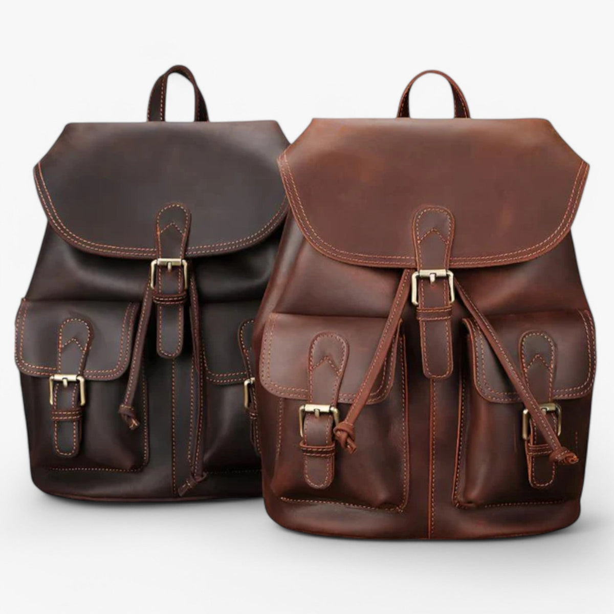Premium professionele leren laptoprugzak in bruin