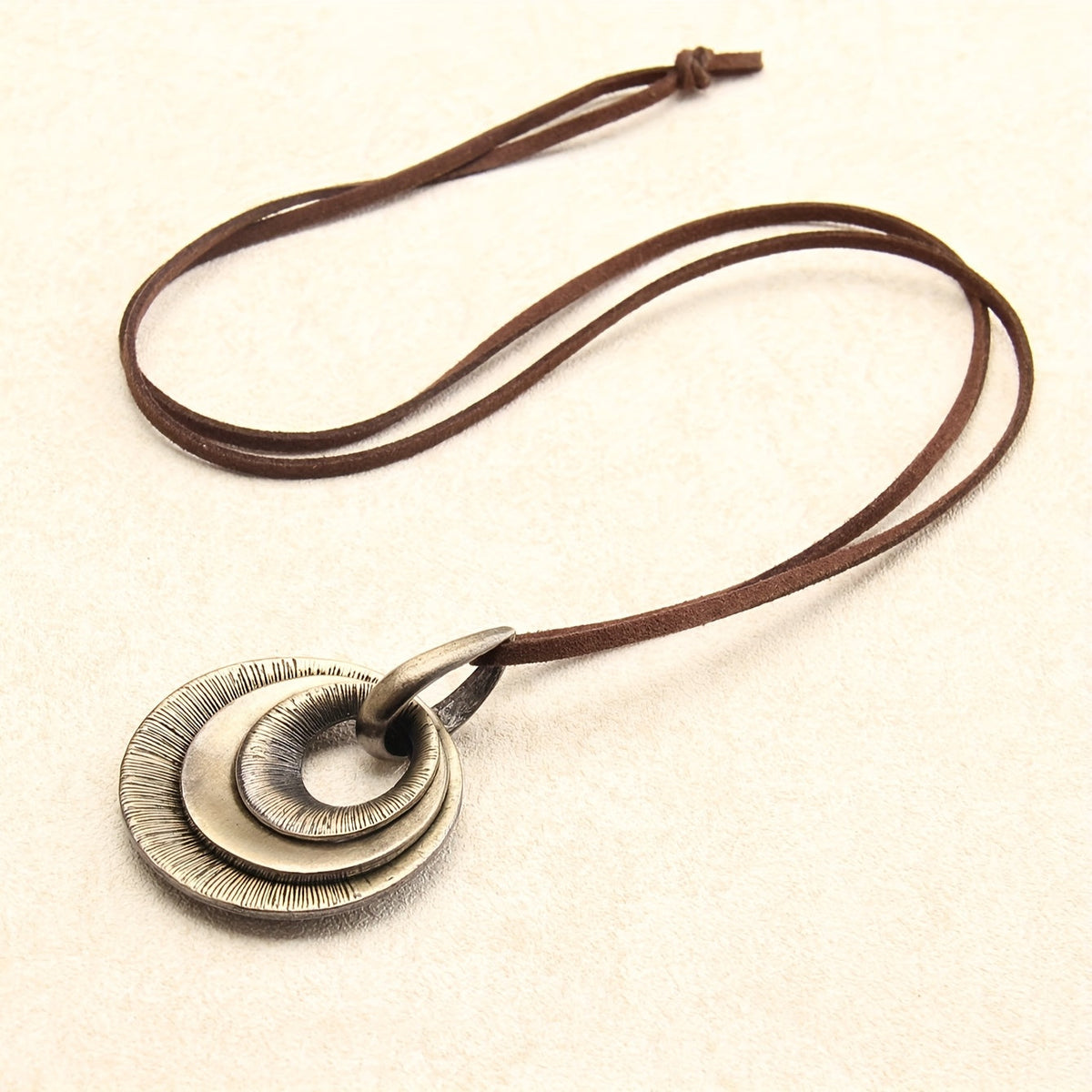 Vintage Layered Disc Long Pendant Necklace
