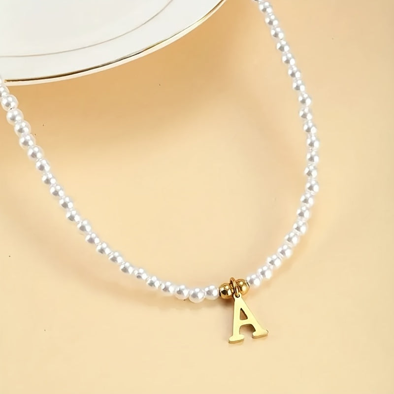 Beaded Initial Letter Necklace from A to Z