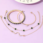 Four-Piece Green Rhinestone Jewellery Set