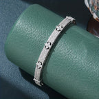 Floral Design Zirconia Inlaid Bracelet in Two Tones