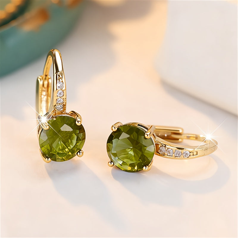 Vintage Bohemian Green Cubic Zirconia Claw-Set Earrings