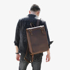 Men's Luxury Full-Grain Leather Laptop Backpack