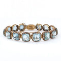 Vintage-Style Blue Crystal Link Bracelet in Gold Tone