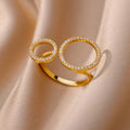 Adjustable Bright Gold-Tone Circles Ring