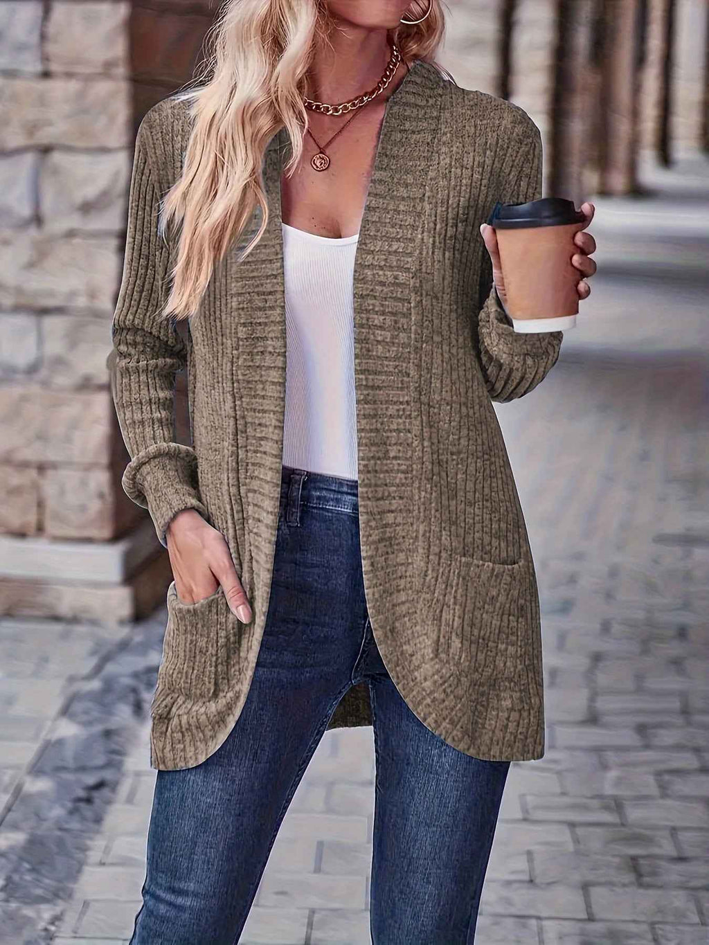 Softly Draped Knit Cardigan for Layering Over Dresses