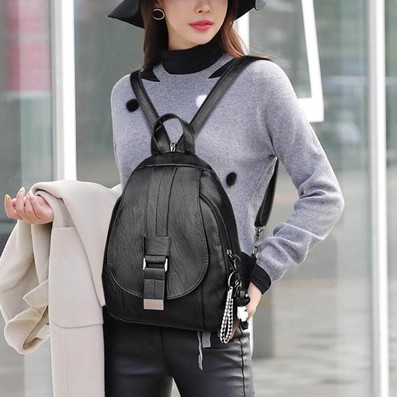 Elegant Soft Leather Backpack That Sits Evenly on Both Shoulders