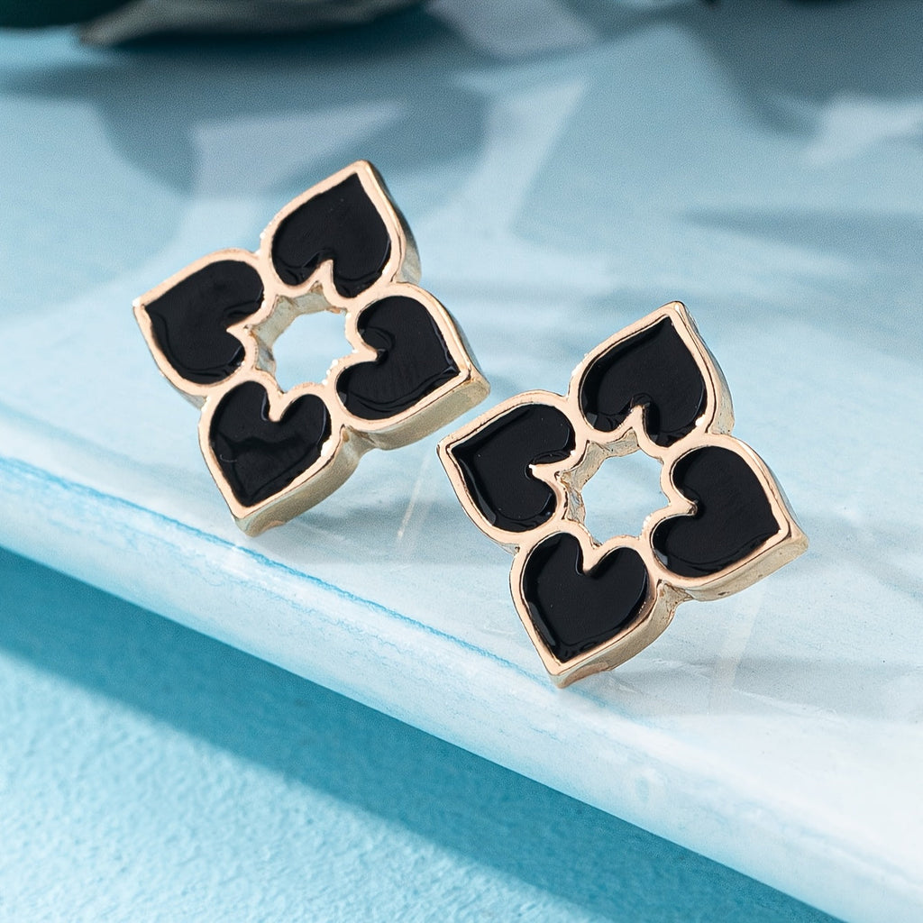 Enamel Heart Stud Earrings in Four Colours