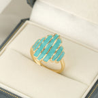 Bohemian Painted Irregular Rock-Edge Mint Green Ring