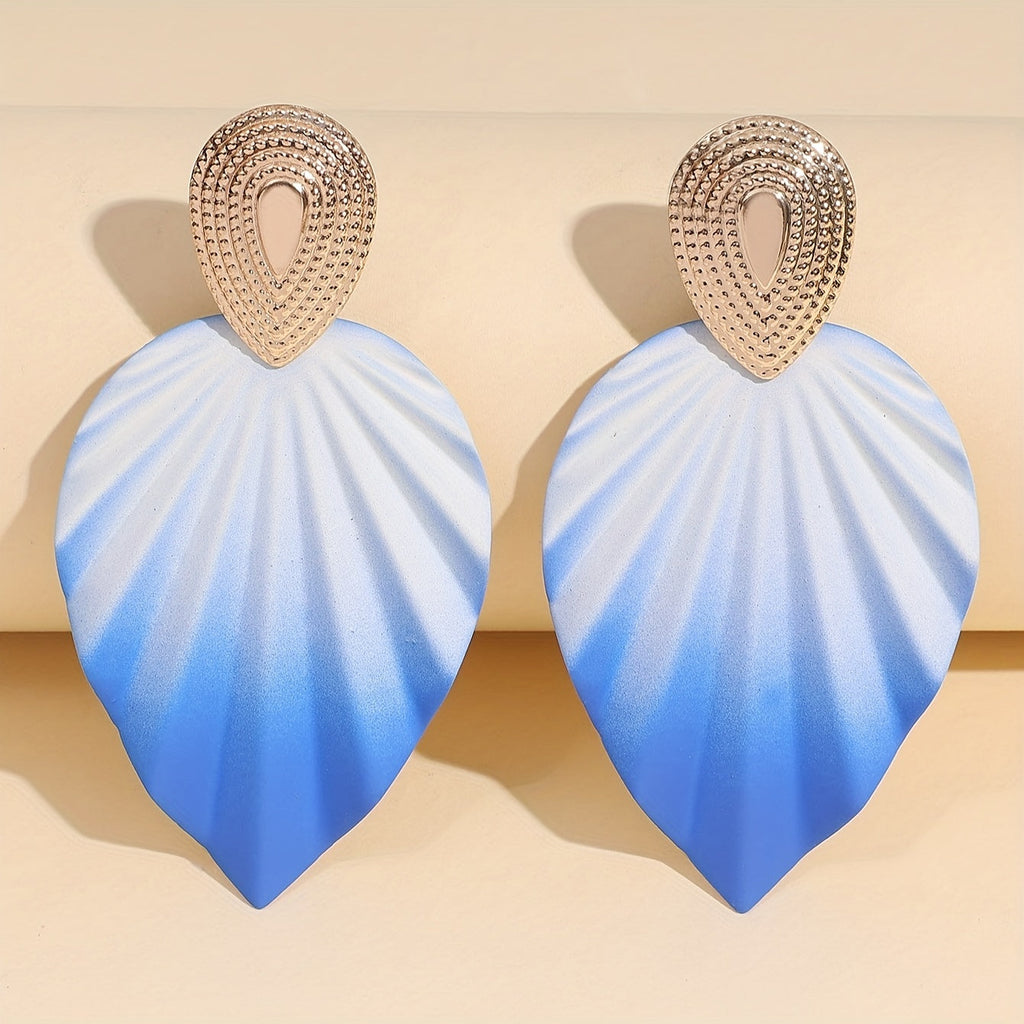 Vintage-Style Leaf Geometric Earrings