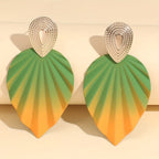 Vintage-Style Leaf Geometric Earrings