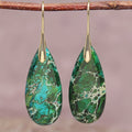 Bohemian Green Stone Teardrop Earrings