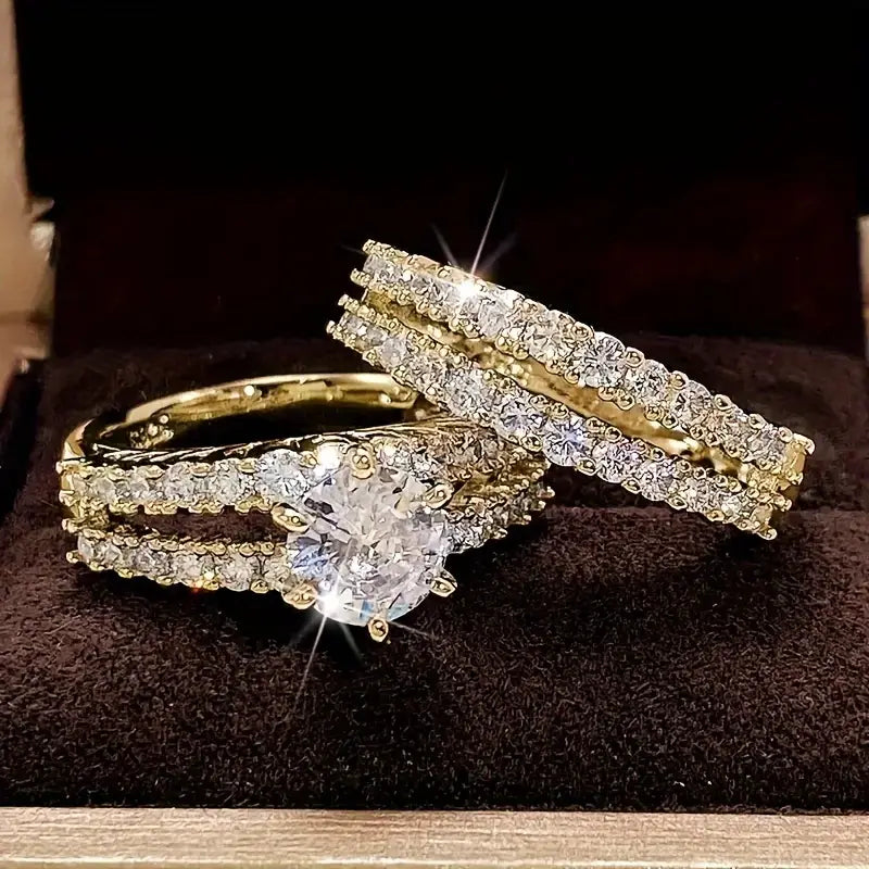 Radiance Ring Set in Three Metal Tones