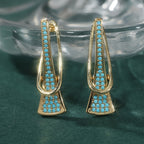 Gold-Tone Synthetic Turquoise Geometric Earrings
