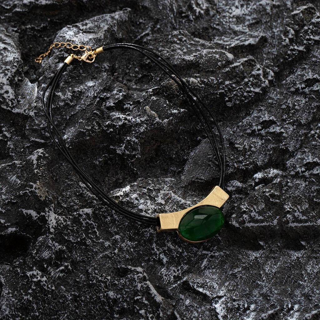 Bohemian Gemstone-Look Gold-Plated Necklace
