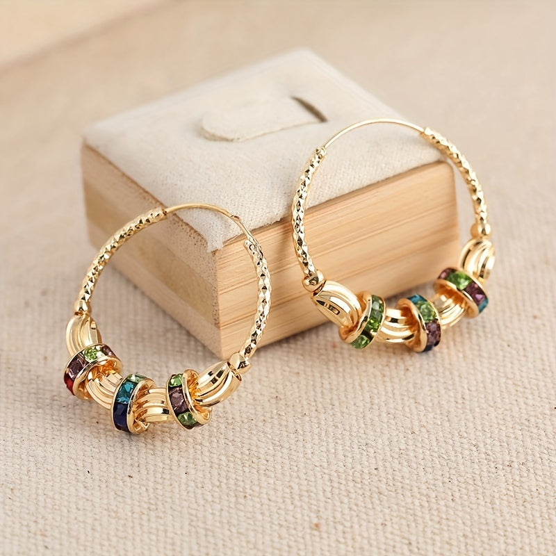 Gold-Tone Rainbow Zirconia Earrings