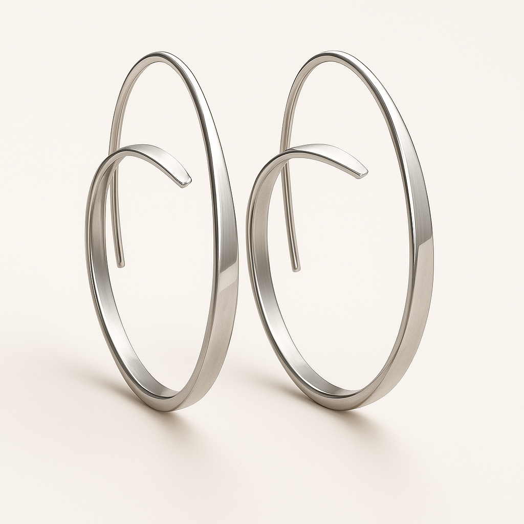 Spiral Wave Hoop Earrings in Two Tones