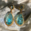 Vintage-Style Blue Glass Drop Earrings