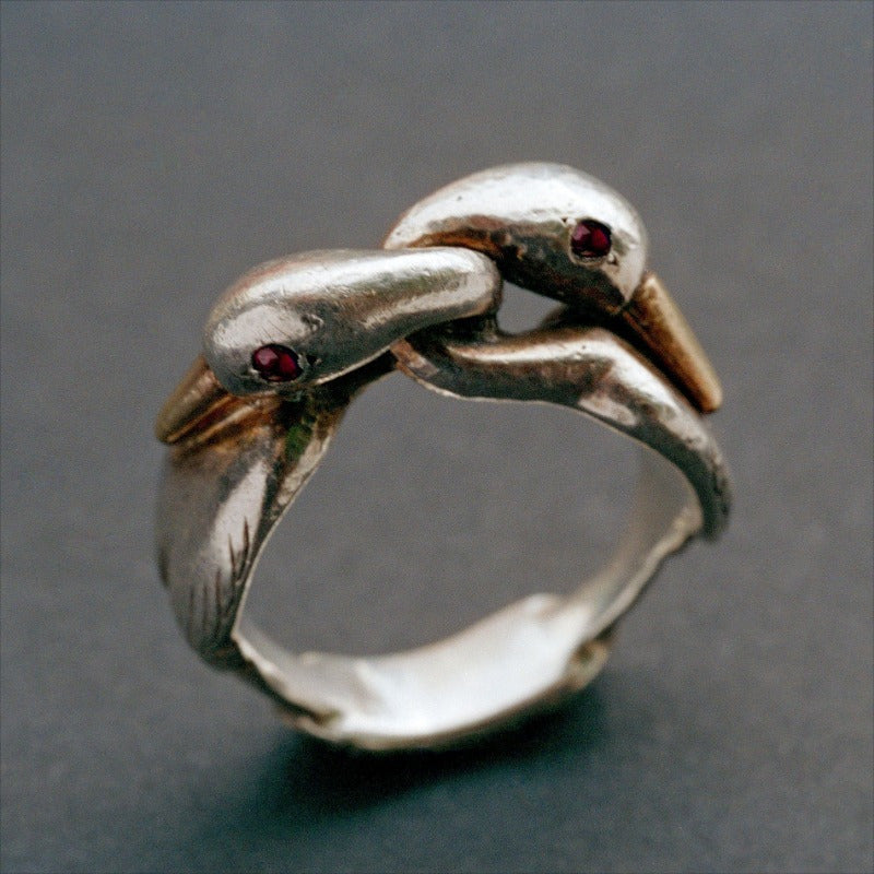 Vintage-Style Swan Neck Silver-Plated Ring