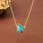 Geometric Turquoise Triangle Pendant Necklace
