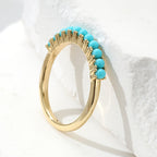 Bohemian Turquoise Beaded Gold-Plated Band Ring