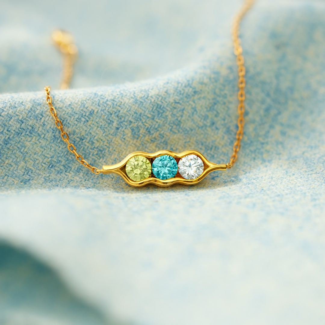 Personalised Peas in a Pod Birthstone Bracelet