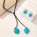 Vintage Bohemian Turquoise Heart Necklace and Earring Set