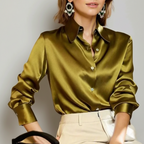 Women's Satin-Look Blouse with Long Sleeves