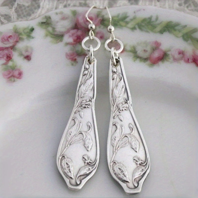 Vintage-Style Silver-Tone Spoon Earrings