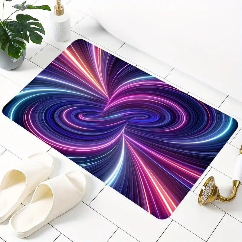 3D Vortex Pattern Non-Slip Floor Mat – Polyester, Machine Washable, Multi-Size