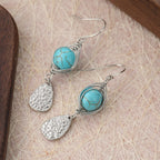 Retro Wire-Wrapped Turquoise Pendant Earrings