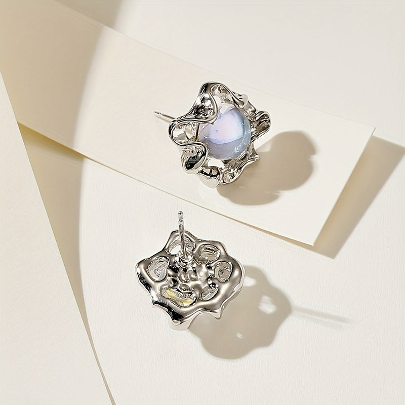 Silver-Tone Moonstone Earrings