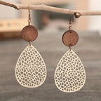 Vintage Hollow Faux Leather Drop Earrings
